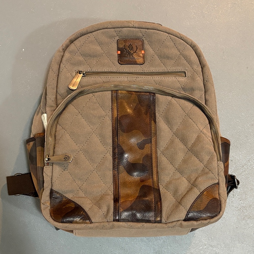 Brand new- Martin Dingman Quilted Tan and Brown Backpack